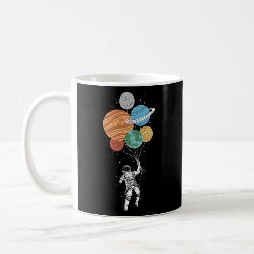 Astronaut holding Planet Balloons Solar System spa Coffee Mug