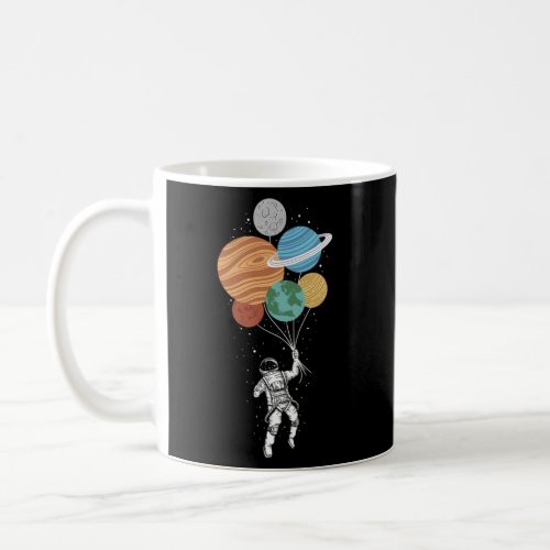 Astronaut Holding Planet Balloons Solar System Spa Coffee Mug