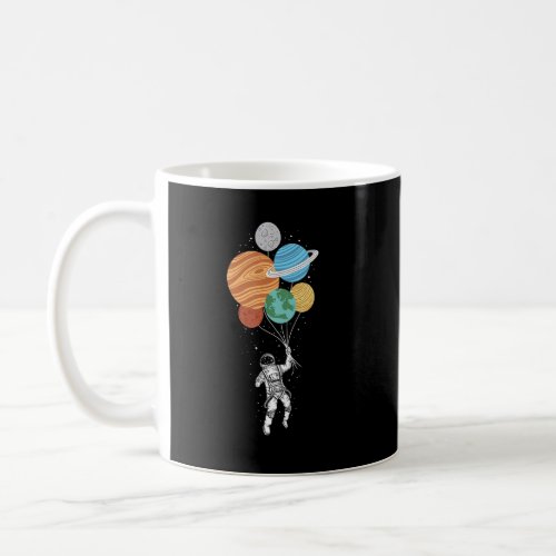 Astronaut Holding Planet Balloons Solar System Spa Coffee Mug