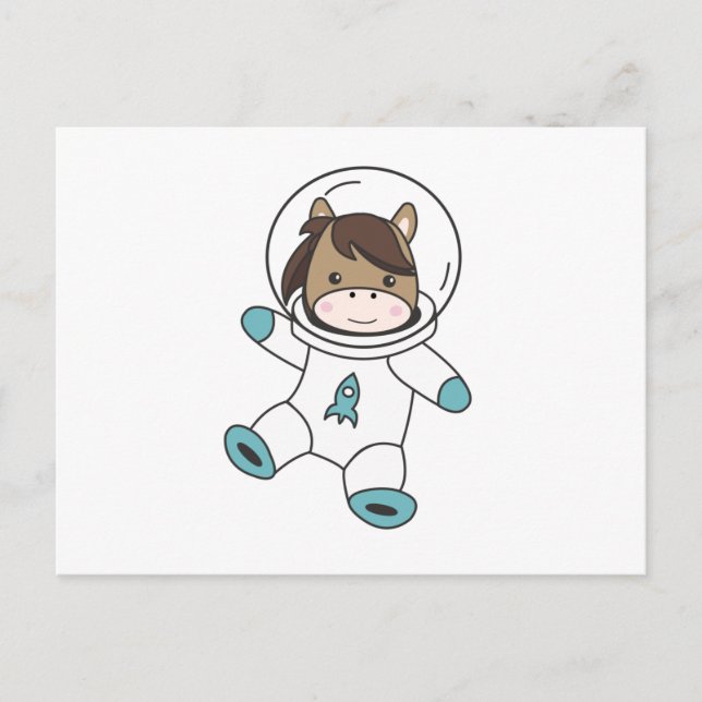 Astronaut Horse Ponny Planet Earth Mars Postcard (Front)