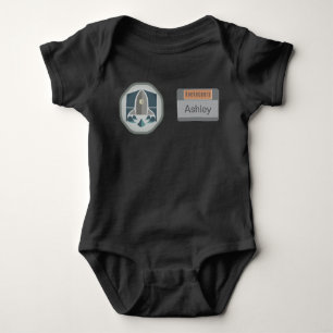 Astronaut Identity Badge and Rocket Logo Baby Bodysuit