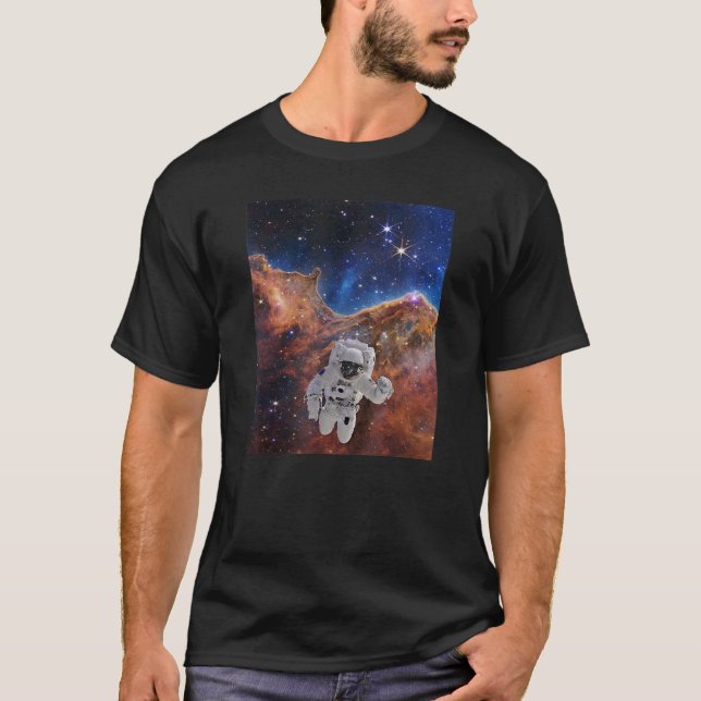 Astronaut in Cosmic Cliffs Webb Space Telescope JW T-Shirt (Front)