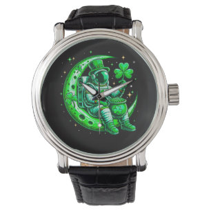 Astronaut in Moon Space Saint Patrick's Day Watch