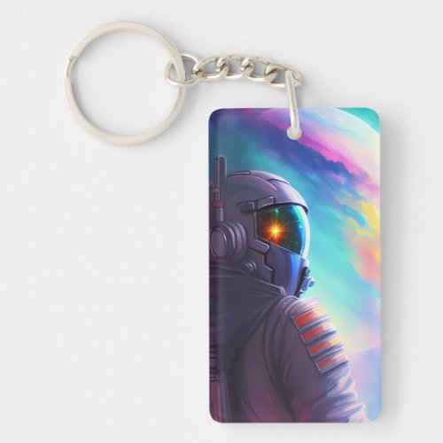 Astronaut in Outer Space Art Keychain