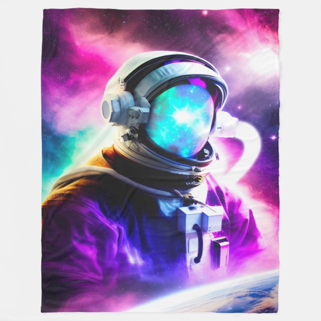 Astronaut In Outer Space Fleece Blanket  (Front)