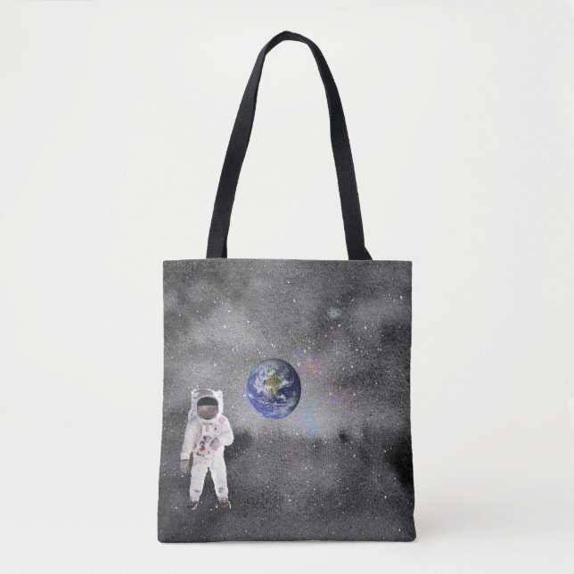 Astronaut in Outer Space Viewing Planet Earth Tote Bag (Front)