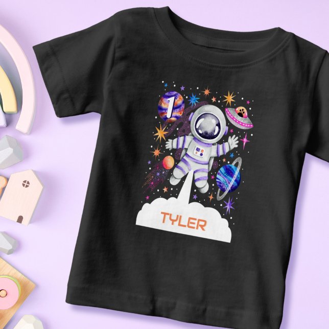 Astronaut in Outer Space with Planets and a Rocket Baby T-Shirt (Astronaut in Outer Space with Planets and a Rocket Baby T-Shirt)