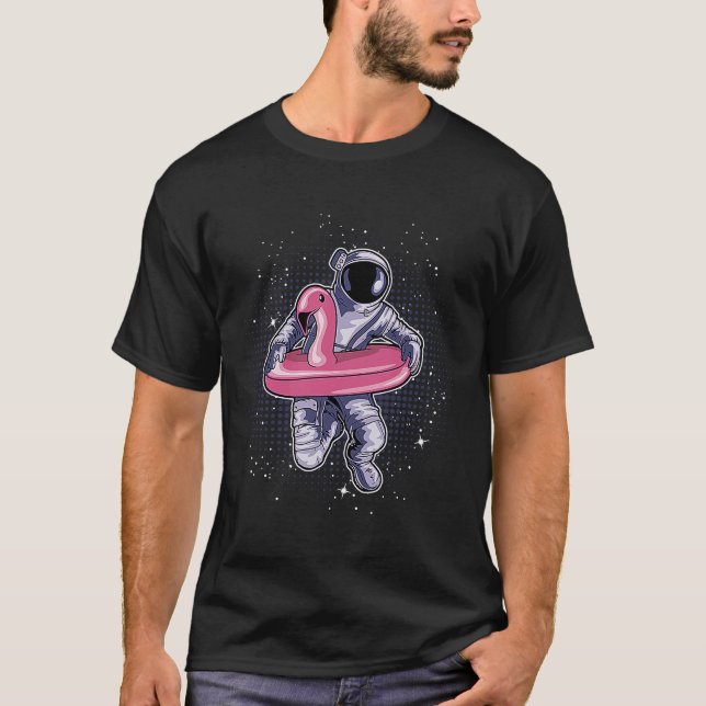 Astronaut In Pink Flamingo Swim Ring Kids Men Wome T-Shirt (Front)