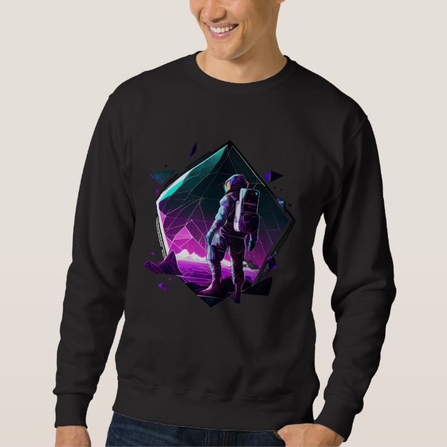 Astronaut in Space Aesthetic Wave Planet Eclipse   Sweatshirt (Front)