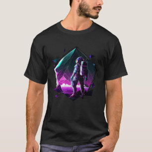 Astronaut in Space Aesthetic Wave Planet Eclipse   T-Shirt