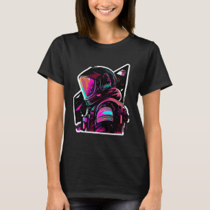 Astronaut in Space Aesthetic Wave Planet Eclipse   T-Shirt