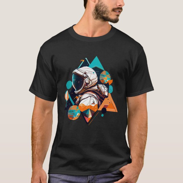Astronaut in Space Aesthetic Wave Planet Eclipse   T-Shirt (Front)