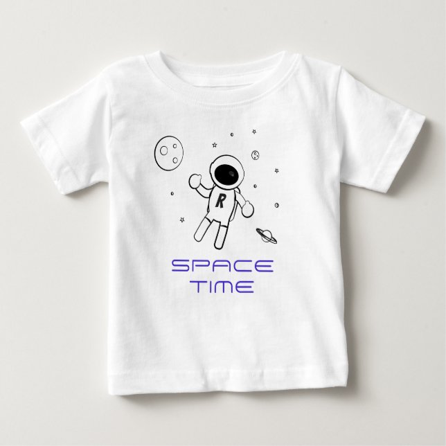 Astronaut In Space - Art in Black, White & Purple Baby T-Shirt (Front)