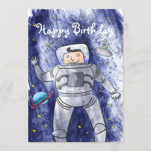 Astronaut in Space Birthday Card
