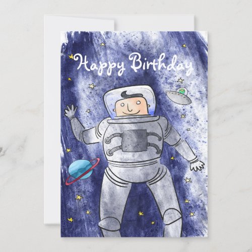 Astronaut in Space Birthday Card