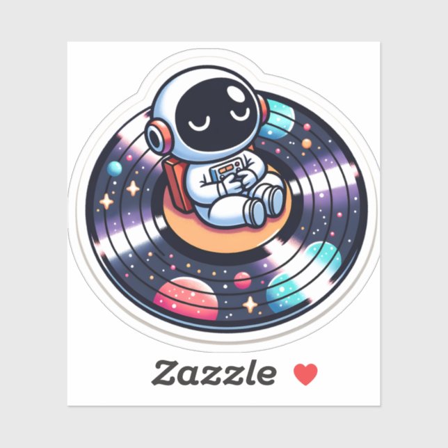 Astronaut in Space Cosmic Record Sticker (Sheet)