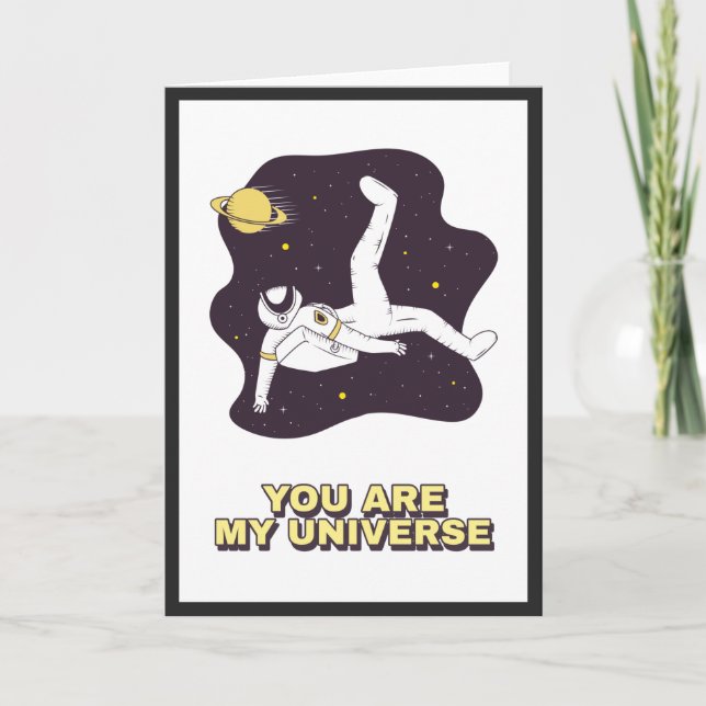 Astronaut in Space Cosmic Valentine's Day Universe Card (Front)