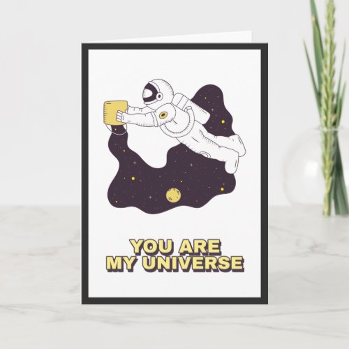 Astronaut in Space Cosmic Valentines Day Universe Card