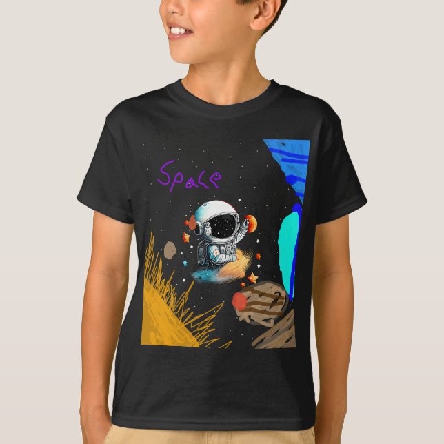 Astronaut in Space for Kids T-Shirt (Front)