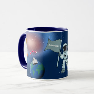 Astronaut in Space Galaxy Personalized Name Mug