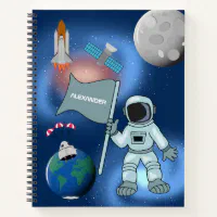 Adorable Green Aliens Space Ships UFO Kids Notebook