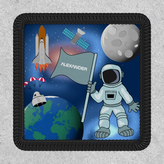 Astronaut in Space Galaxy Personalized Name   Patch (Front)