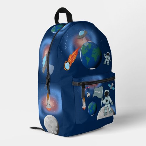 Astronaut in Space Galaxy Personalized Name Printed Backpack