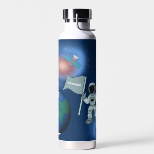 Astronaut in Space Galaxy Personalized Name Water Bottle
