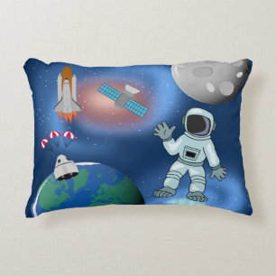 Astronaut in Space Galaxy Theme Accent Pillow