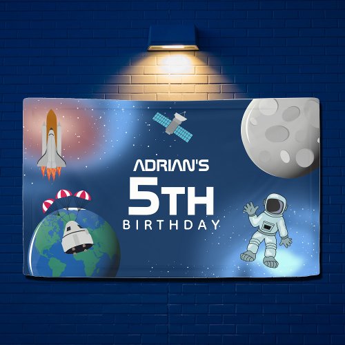 Astronaut in Space Galaxy Theme Birthday Party  Banner