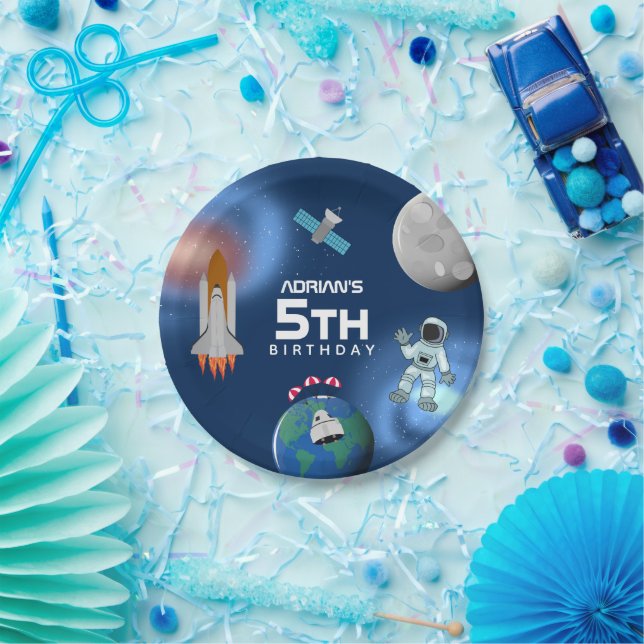 Astronaut in Space Galaxy Theme Birthday Party  Paper Plates (Party)