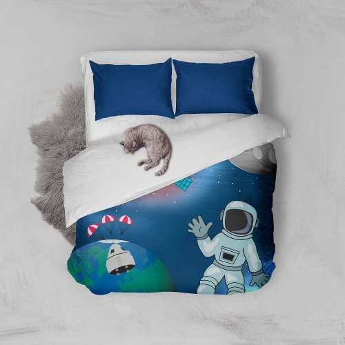 Astronaut in Space Galaxy Theme  Duvet Cover