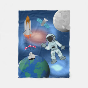 Astronaut in Space Galaxy Theme  Fleece Blanket