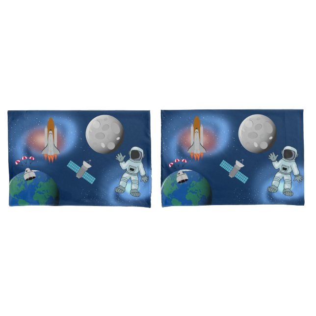 Astronaut in Space Galaxy Theme Pillow Case (Front-Set)