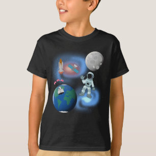 Astronaut in Space Galaxy Theme T-Shirt