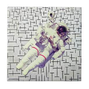 Astronaut in Space - Retro Dreamscape Ceramic Tile