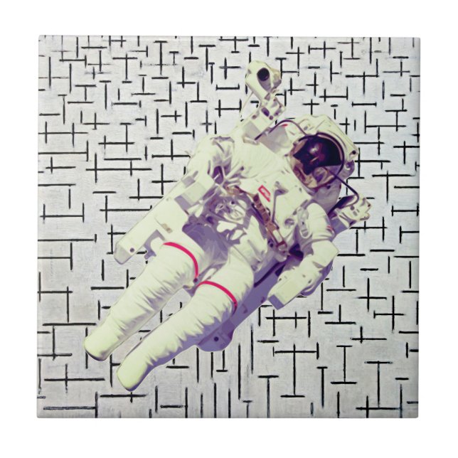 Astronaut in Space - Retro Dreamscape Ceramic Tile (Front)