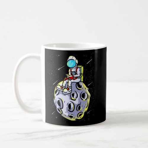 Astronaut In Space Sitting On The Moon Reading A B Coffee Mug