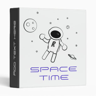 Astronaut In Space - Sketched Art in Black & White 3 Ring Binder