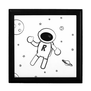 Astronaut In Space - Sketched Art in Black & White Gift Box