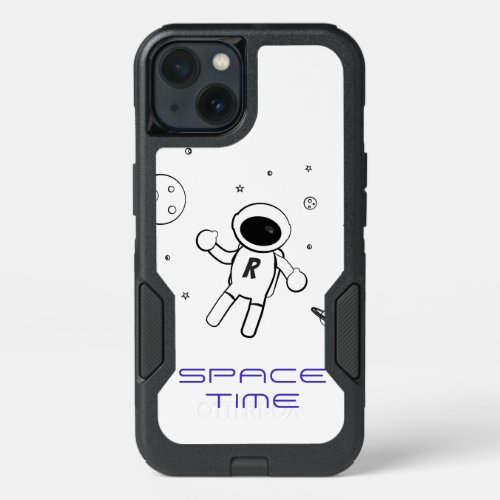 Astronaut In Space _ Sketched Art in Black  White iPhone 13 Case