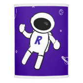 Astronaut In Space - Sketched Art - Purple & White Lamp Shade (Front)