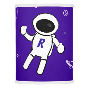 Astronaut In Space - Sketched Art - Purple & White Lamp Shade