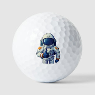 astronaut in space suit showing thumb up  golf balls