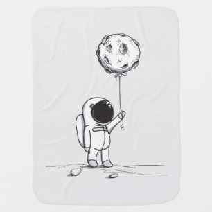 Astronaut in space with moon balloon cosmos stars baby blanket