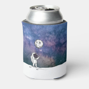 Astronaut in space with moon balloon cosmos stars can cooler