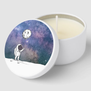 Astronaut in space with moon balloon cosmos stars mini candle favors