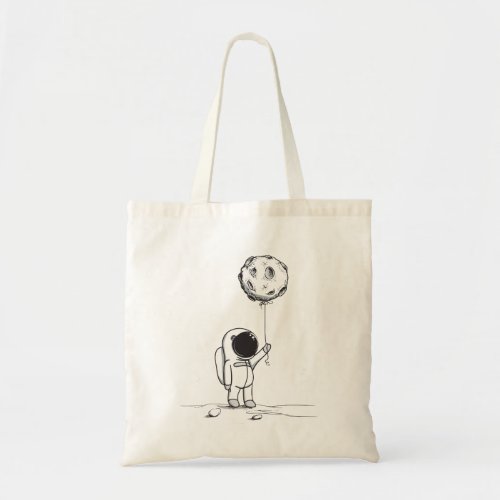 Astronaut in space with moon balloon cosmos stars tote bag