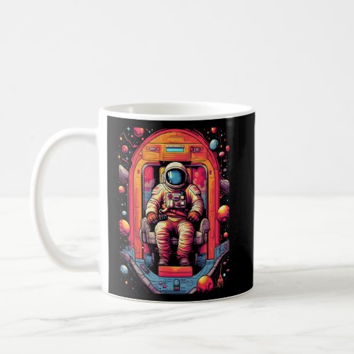 Astronaut in Spaceship   Retro Space  Planet Art  Coffee Mug