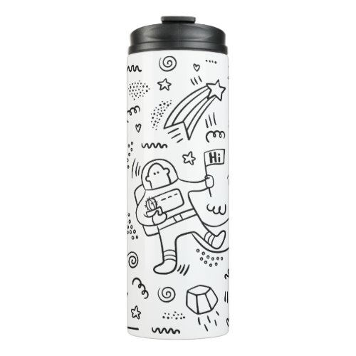 Astronaut in the space doodle thermal tumbler